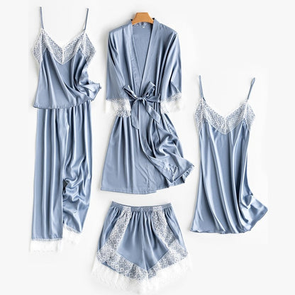 Robe de chambre de mariage  Satin d'été pour femmes  Robe de bain kimono sexy  Chemise de nuit en dentelle mariée  Lingerie de bain  Pyjama ample