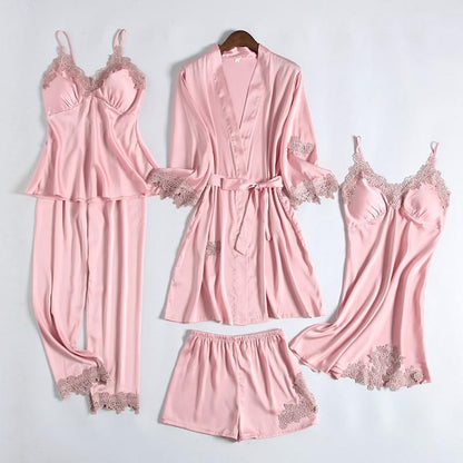 Robe de chambre de mariage  Satin d'été pour femmes  Robe de bain kimono sexy  Chemise de nuit en dentelle mariée  Lingerie de bain  Pyjama ample